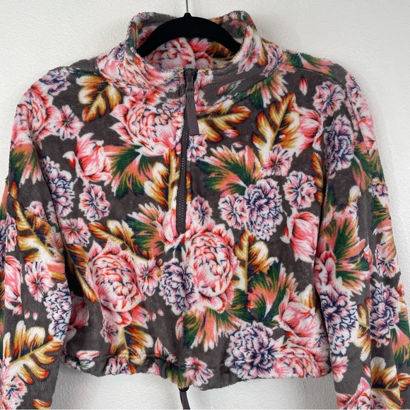 Urban Outfitters Cropped Floral Fleece Half Zip Jacket - Picture 5 of 9